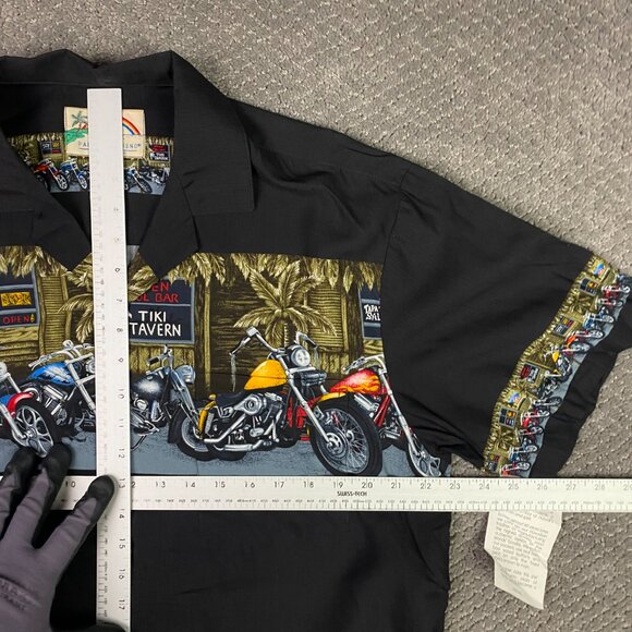 NWT Vintage Paradise Found Hawaiian Shirt Men's Medium Rayon Motorcycle Tavern - Picture 7 of 9